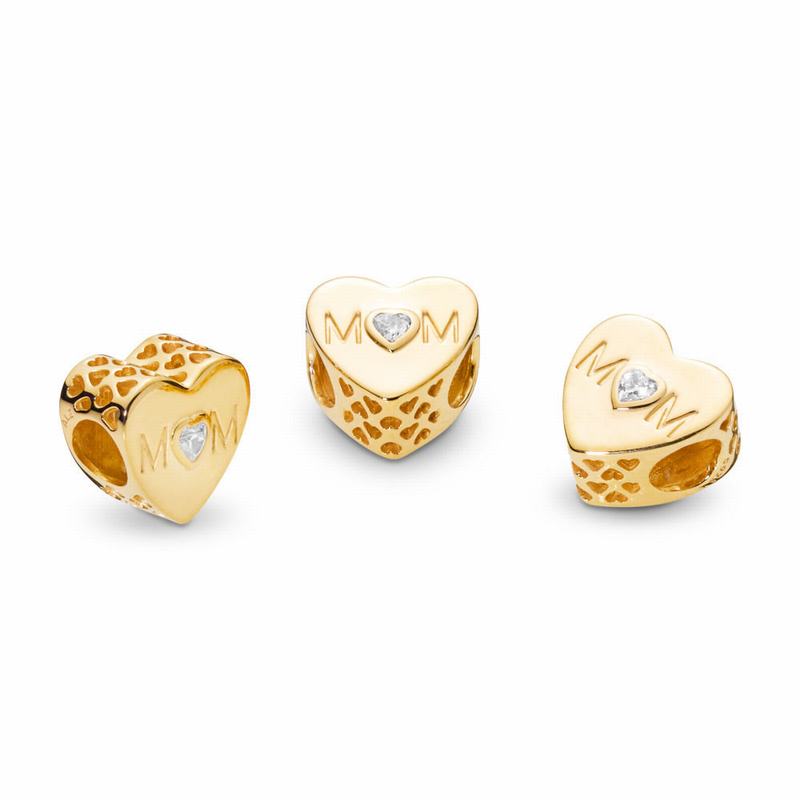 Pandora Australia Shine™ Mother Heart Charm - 18ct Gold Plated | PSYVUR062